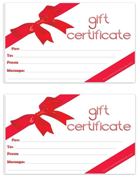 blank gift certificate  printable gift certificates christmas gift