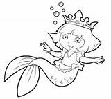 Dora Coloring Pages Mermaid Kids Printables Template Alana Explorer Colouring Beautiful Boots Color sketch template