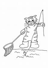 Coloring Cat Pages Cats Fishing Boots Printable Kids Print Funny sketch template