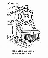 Coloring Pages Railroad Train Safety Trains Steam Engine Stop Listen Look Popular Coloringhome Sheets Railroads Comments sketch template