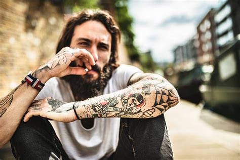 Royalty Free Tattoo Men Smoking Cigarette Pictures Images