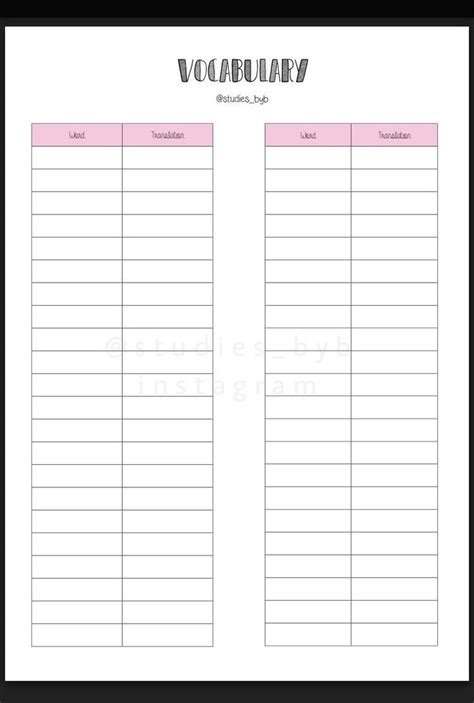 Blank Vocabulary Worksheet Template Free Printables