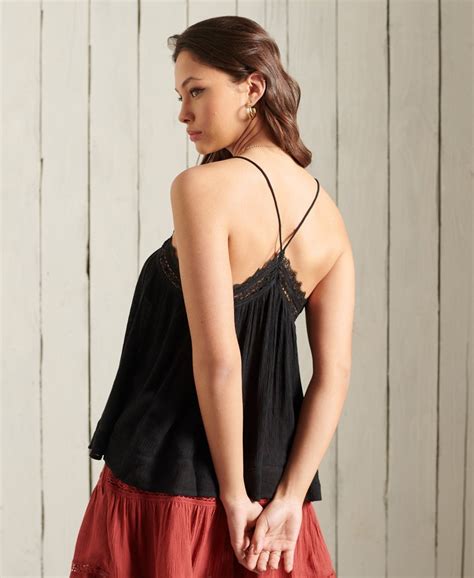 Womens Alana Cami Top In Black Superdry