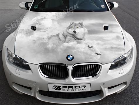 vinyl car hood wrap full color graphics decal white wolf sticker ebay