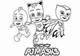 Pj Coloriage Owlette Catboy Pjmasks Gekko Justcolor Ausmalbild Personnages Coloring Greg sketch template