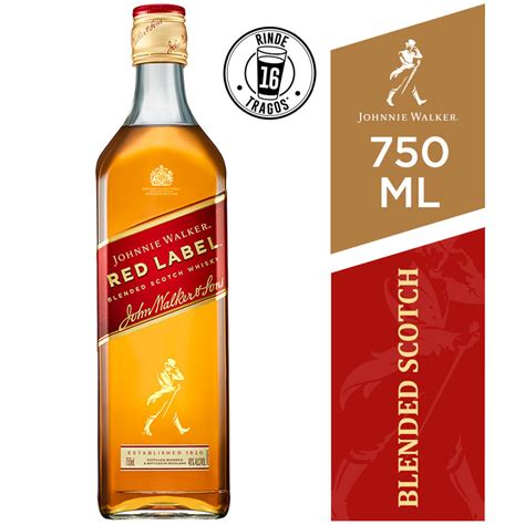 whisky johnnie walker red label botella ml plazavea supermercado