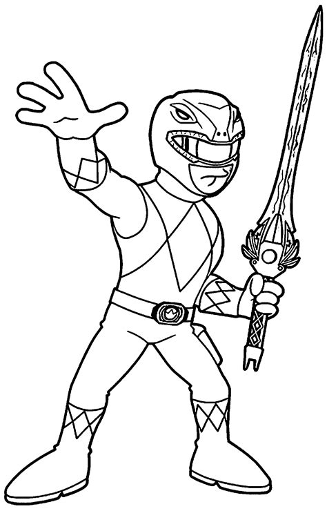 mighty morphin power rangers red ranger coloring page coloring home