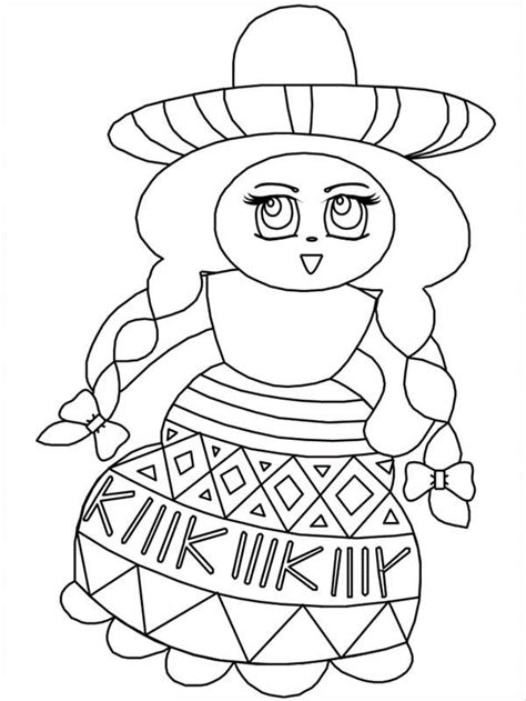 beautiful mexican girl  mexican fiesta coloring page kids play