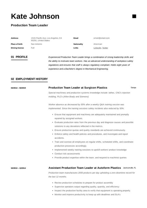 production team leader resume  manager resume resume examples