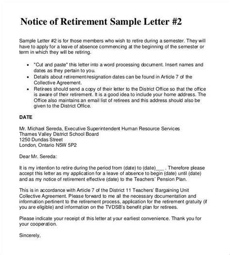 simple retirement letter  employer   pages docs outlook