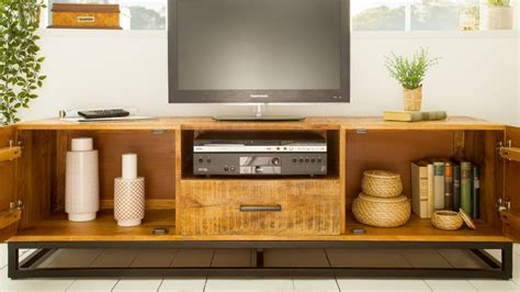 grand meuble tv industriel en bois de manguier william gdegdesign
