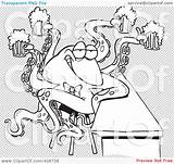 Octopus Beer Clip Bartender Serving Outline Illustration Cartoon Rf Royalty Toonaday sketch template