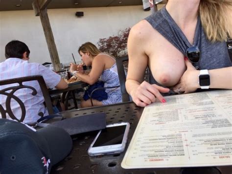 Wife Flashing Her Breast At Lunch G48r13l