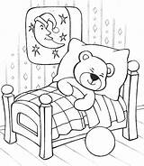 Coloring Kids Teddy Pages Bear Sleeping Sleep Disimpan Dari sketch template