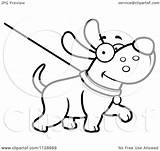 Dog Leash Cartoon Happy Clipart Washed Being Outlined Coloring Vector Cory Thoman sketch template
