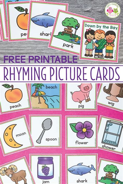 rhyming picture cards rhyming activities