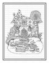 Coloring Mushroom Pages Printable Teatime Cottage House sketch template