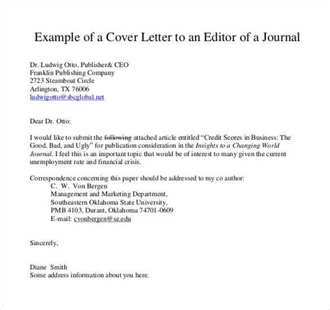 cover letter sample  journal submission