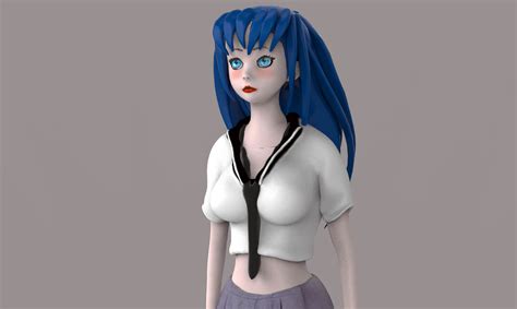 school anime girl 3d model cgtrader