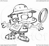 Archaeology Magnifying Glass Coloring Pages Royalty Illustration Cartoon Line Boy Using Clipart Rf Toonaday Archaeologist Getcolorings Getdrawings Drawing sketch template
