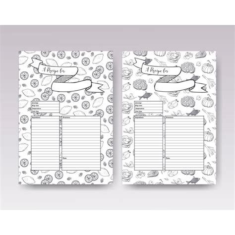 recipe template printable  recipe pages blank recipe book etsy