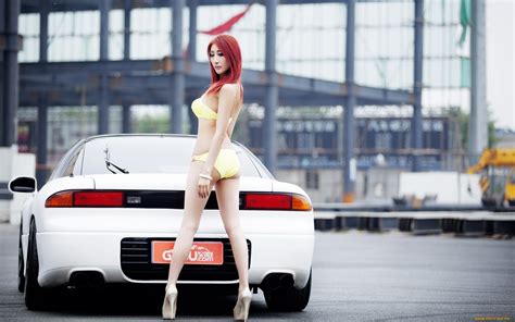 Wallpaper Redhead Asian Women With Cars Bikini Sports Car Wheel