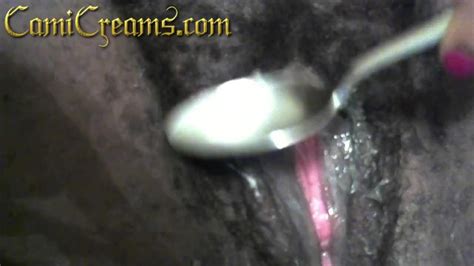 Dripping Pussy Grool Spoon Eating Ebony Hairy Throbbing