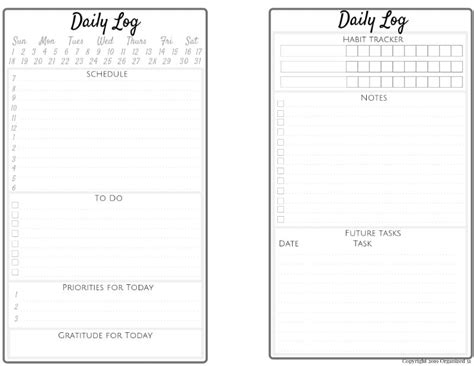 daily bullet journal template