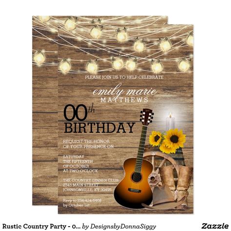 rustic country party  birthday invitation zazzle country birthday invitations country