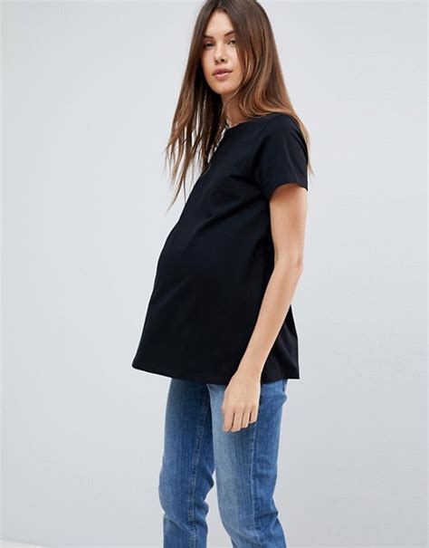 asos maternity asos design maternity ultimate crew neck  shirt  black