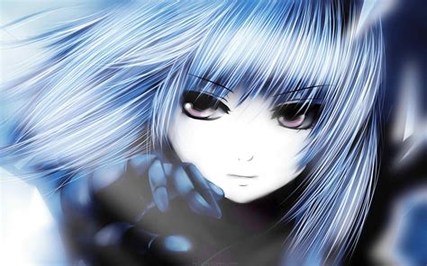 hintergrundbilder gesicht anime mädchen blaue haare handschuhe