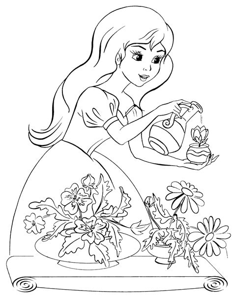 coloring page princess waters flowers
