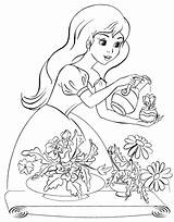 Colorear Princesa Princesse Principessa Cheval Prinzessin Arrose Riega Innaffia Chiot Colorkid Principe Blume Molha Coloriages Desenho sketch template