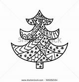 Christmas Zentangle Coloring Pages Tree Getdrawings Getcolorings sketch template