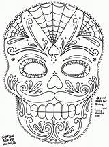 Coloring Pages Halloween Scary Masks Skull Mask Library Clipart Sugar Adult sketch template