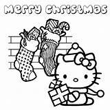 Christmas Kitty Hello Coloring Santa Presents Claus Lots Color sketch template