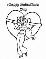 Coloring Pages Valentines Valentine Happy Princess Jasmine Printable Color Kids sketch template