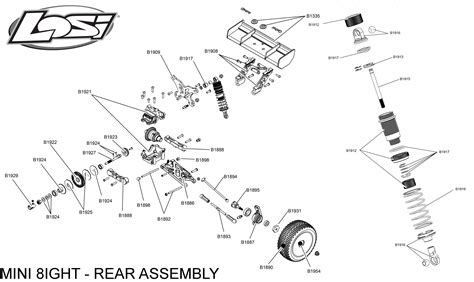 exploded view losi mini ight  rear part astra