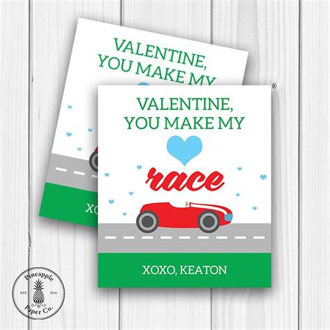 heart race personalized printable mini valentine card