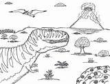 Volcano Cretaceous Coloring Hunting Tyrannosaurus Rex Robin Pages Great Ignoring While sketch template