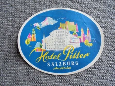 vintage salzburg austria hotel pitter souvenir suitcase luggage sticker label ebay