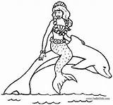 Mermaid Dolphin Coloring Pages Color Getcolorings sketch template