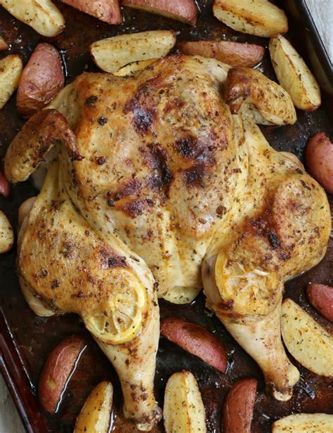 roasted lemon spatchcocked chicken {how to butterfly a chicken}