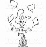 Folders Juggling Unicycle Outline Businesswoman Toonaday sketch template