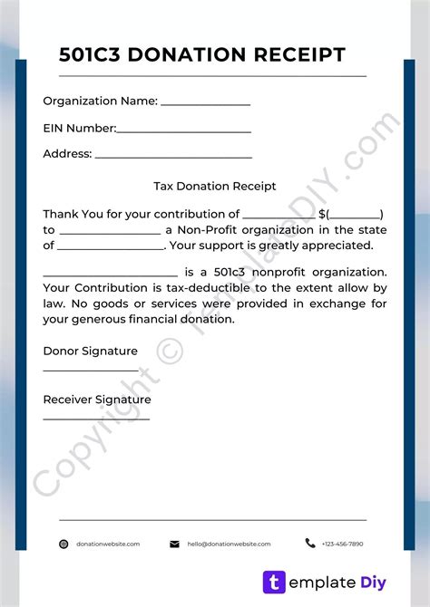 donation receipt template       profit