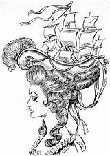 Frisuren Antoinette Poule Rokoko Barock Coiffure Frisur Veliero Zeichnungen Rococo Hairstyle False sketch template