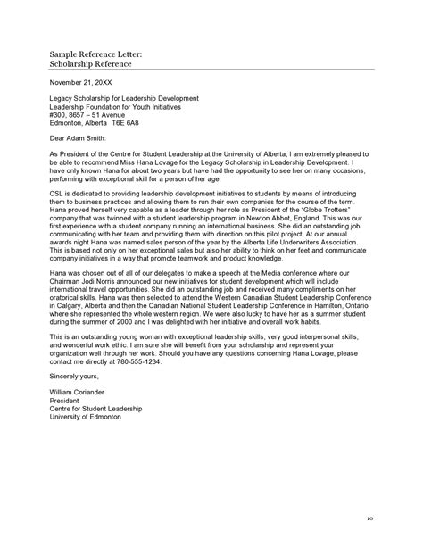 scholarship letter  recommendation template