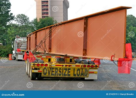 oversize load stock image image  hauling metal bridge