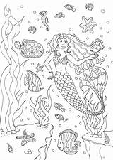 Coloring Mermaid Adult Fishes Pages Adults Olivier Mermaids Water Worlds Printable Cute Sirene Dessin Imprimer Colorier Colouring Et Fish Color sketch template