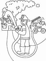 Firefighter Fireman Colouring sketch template